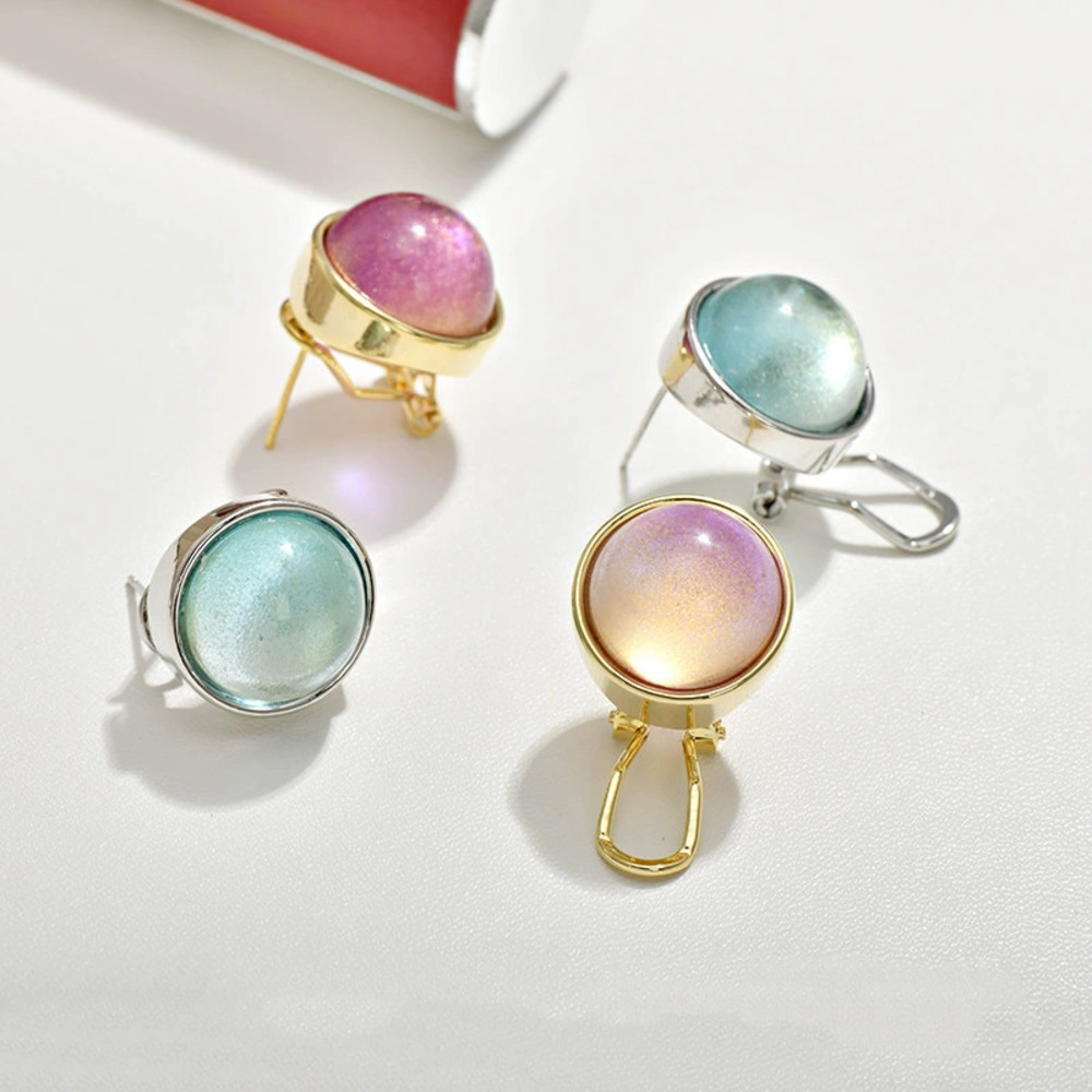 Vintage Round Glass Earrings Peach